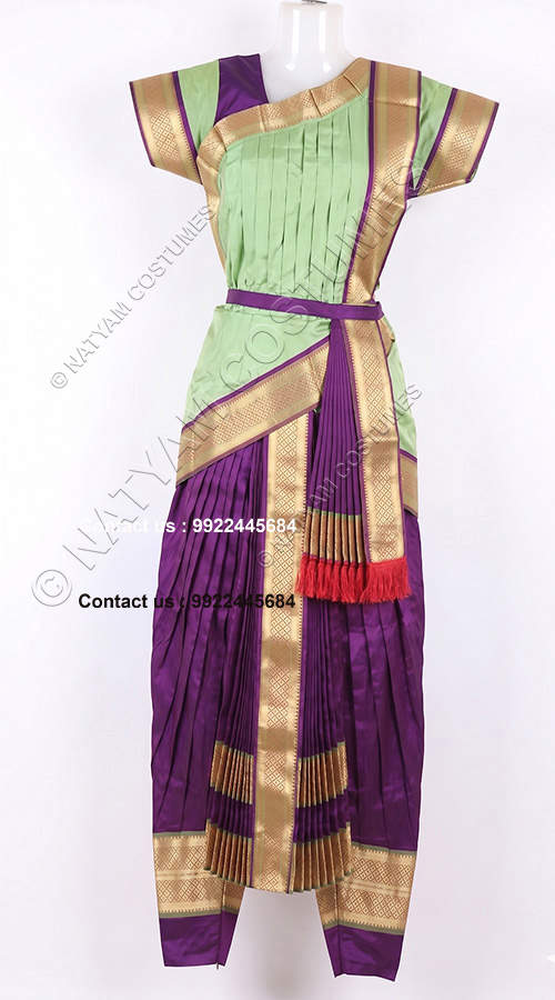 kuchipudi costume light pista and violet