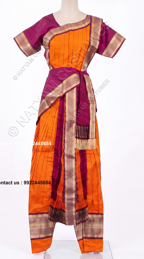 kuchipudi costume majentha and dark orange