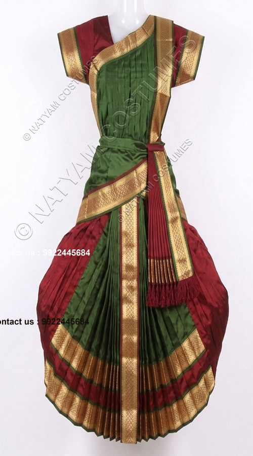 kuchipudi costume maroon and green