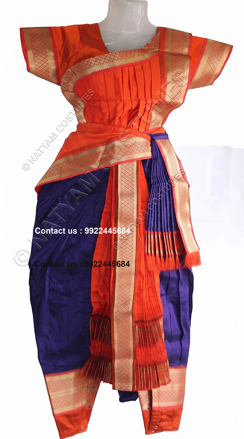 kuchipudi costume orange and violet