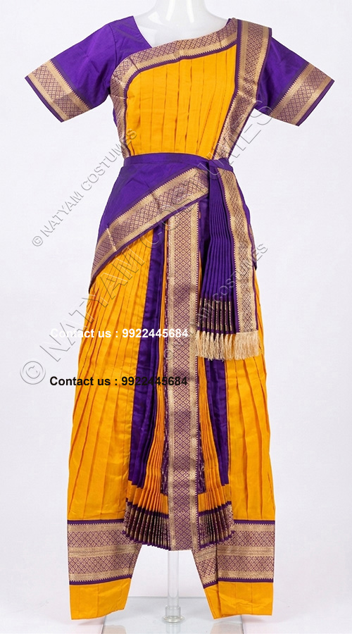 kuchipudi costume violet and yellow