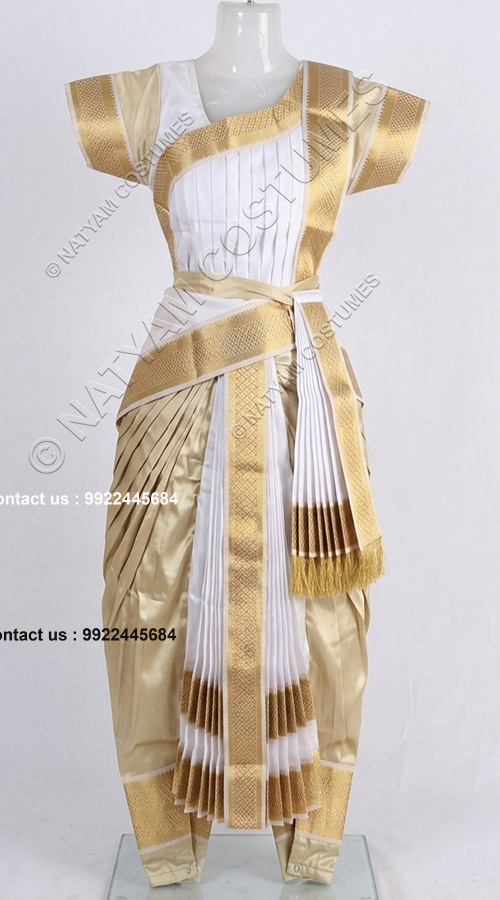 kuchipudi costume white and tissue gold