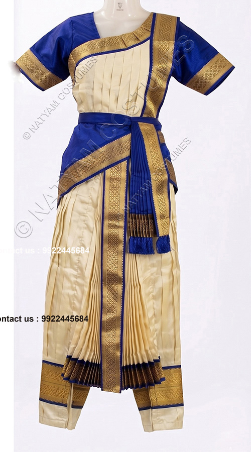 kuchipudi dress blue and creame