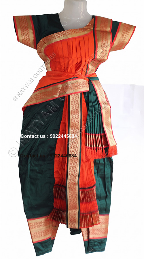 kuchipudi dress orange with purple