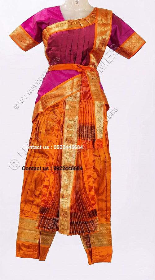 kuchipudi dress orange and majentha