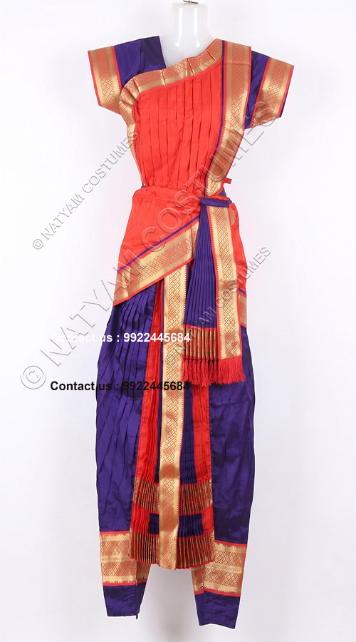 kuchipudi dress orange with purple