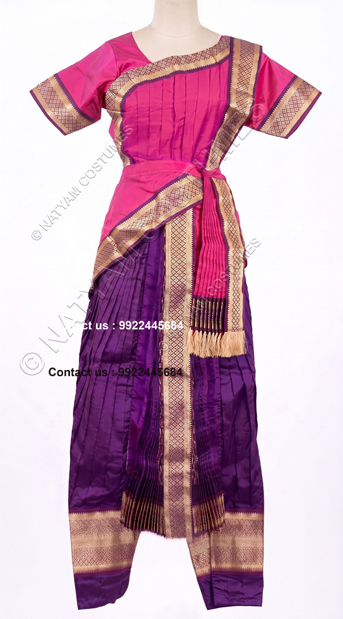 kuchipudi dress purple and pink