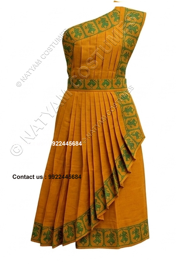 model3 stitched practice saree canary orange with green boarder