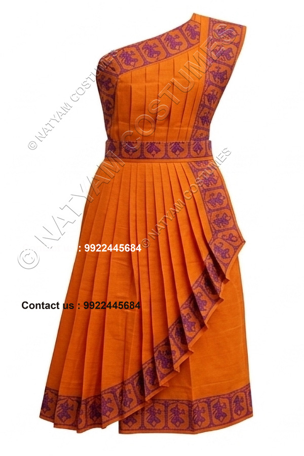 model3 stitched practice saree dark orange