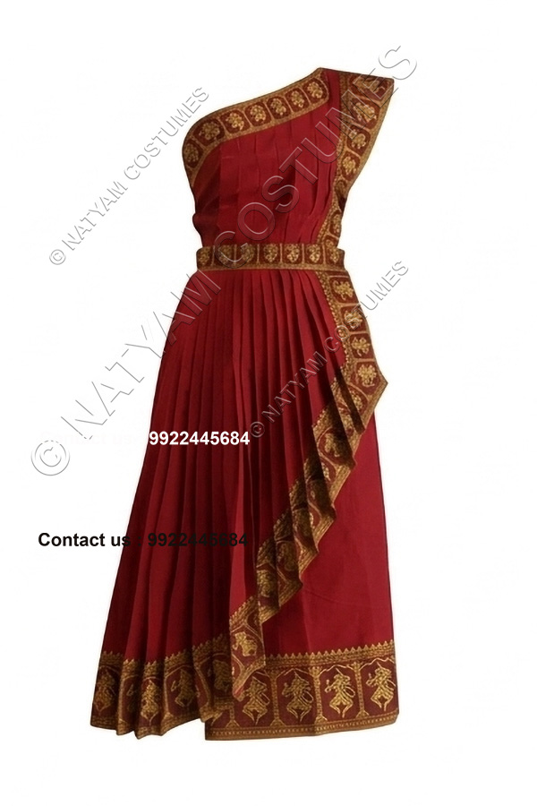 model3 stitched practice saree maroon with orange