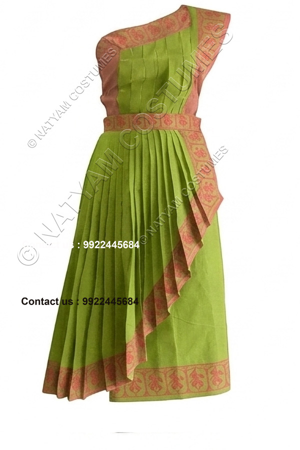 model3 stitched practice saree parrot green doll boarder