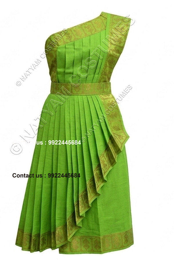 model3 stitched practice saree parrot green with gold boarder