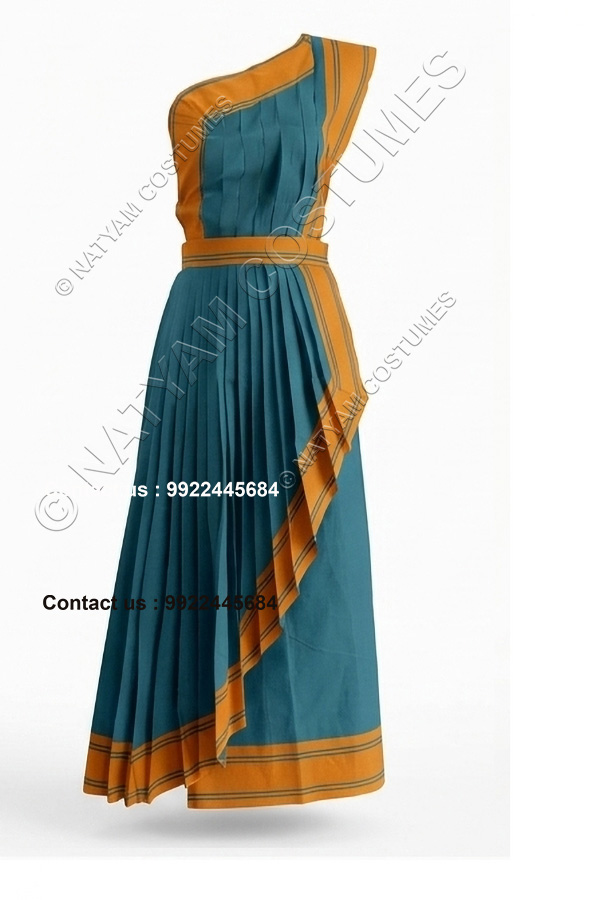 model3 stitched practice saree peacock green with orange