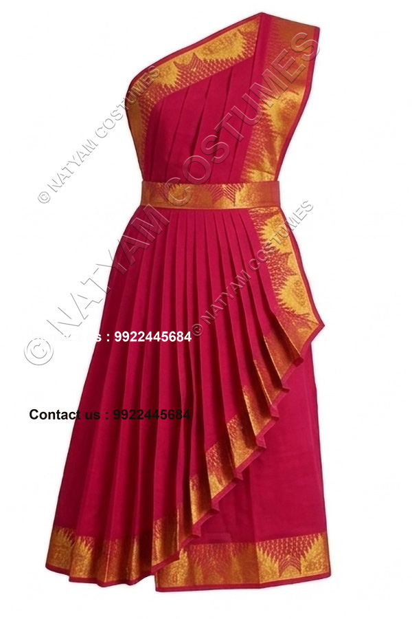 model3 stitched practice saree red with yellow mudra boarder
