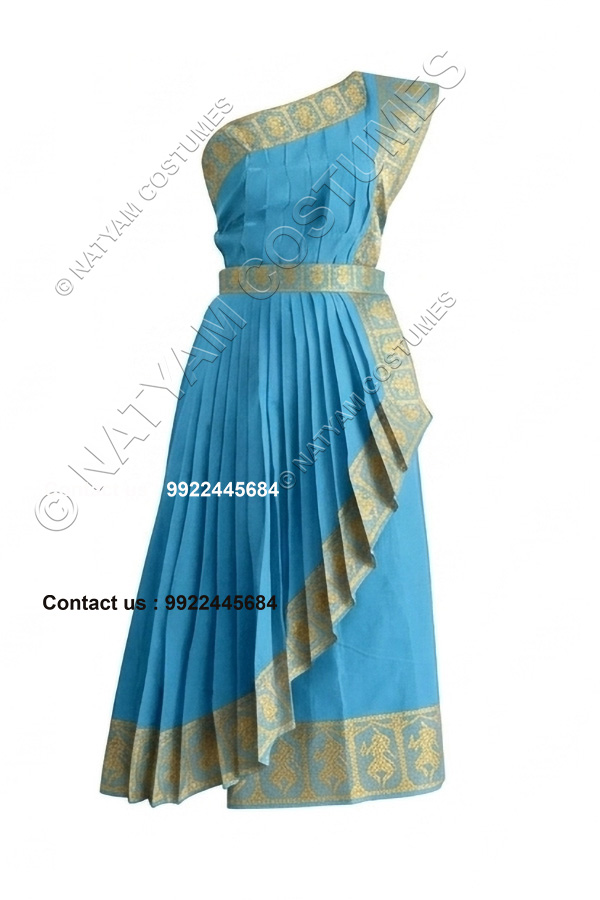 model3 stitched practice saree skyblue with yellow doll boarder