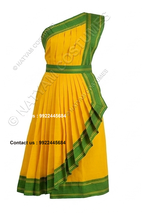 model3 stitched practice saree yelow and green boarder