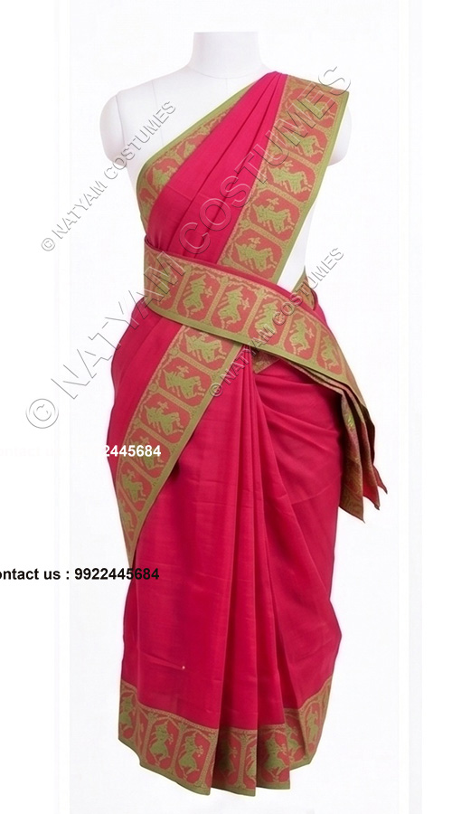 practise saree stitched bright orange