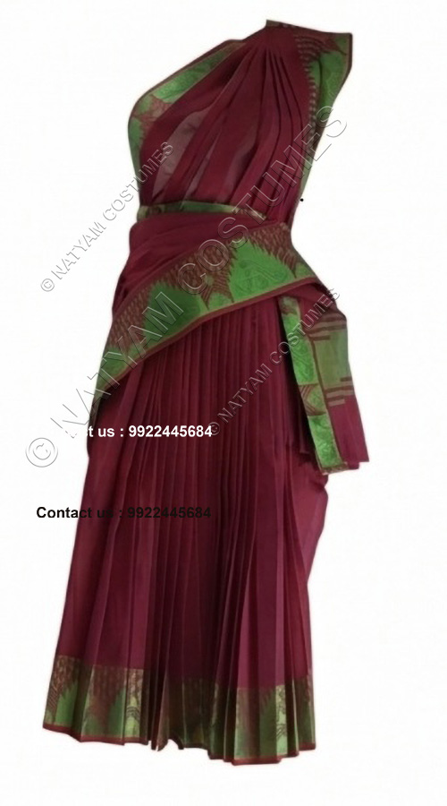 practise saree stitched bright brown
