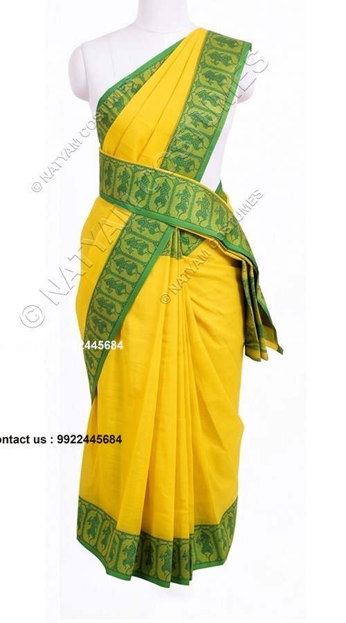 practise saree stitched lime yellow