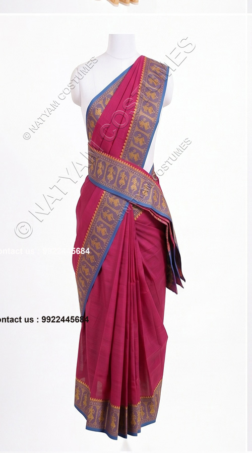 practise saree stitched magenta with doll boarder