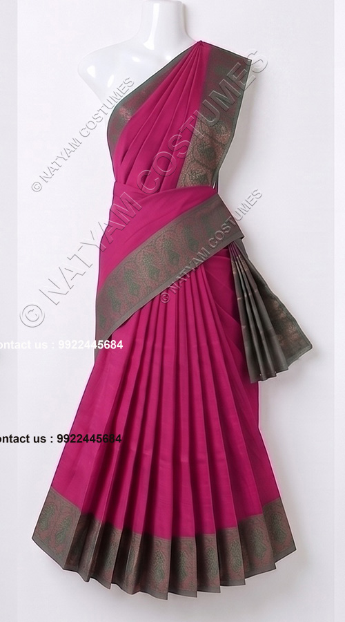 practise saree stitched pink bright