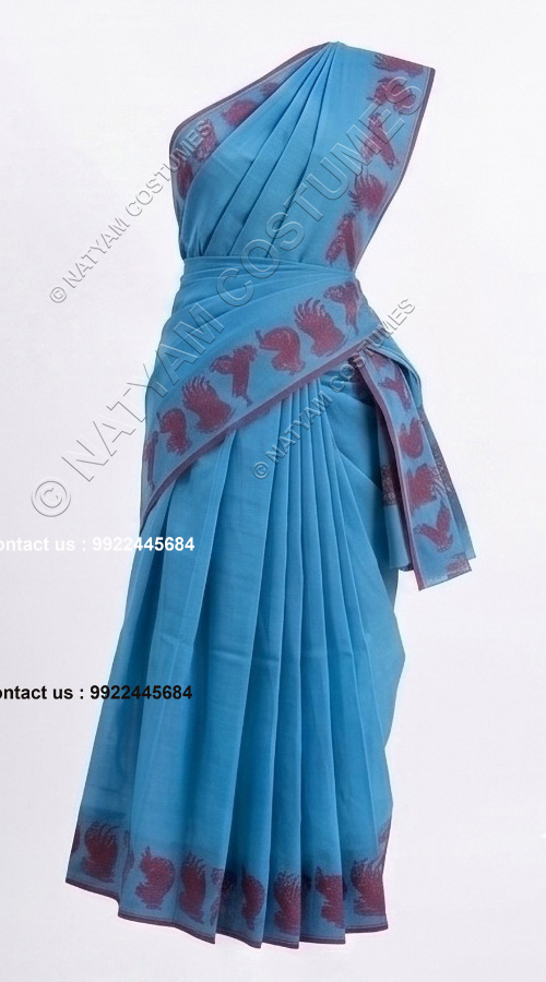 practise saree stitched sky blue