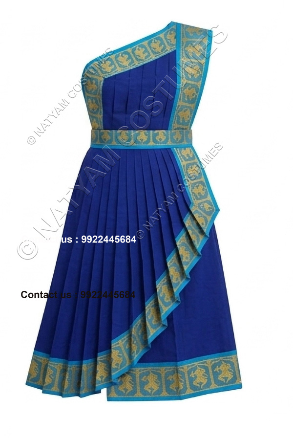 pre stitched practice saree model3 bright blue with skyblue boarder