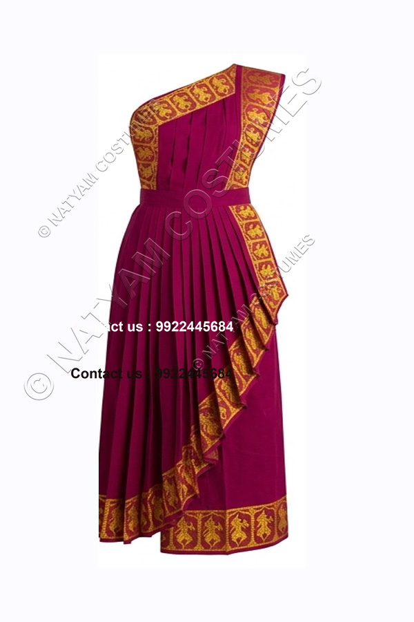pre stitched practice saree model3 bright magenta with yellow