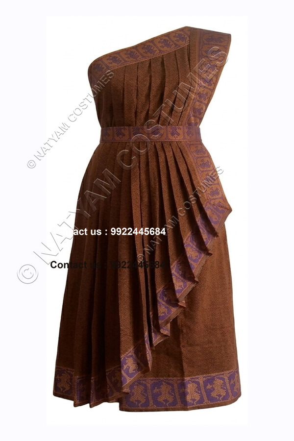 pre stitched practice saree model3 coffee brown with blue boarder