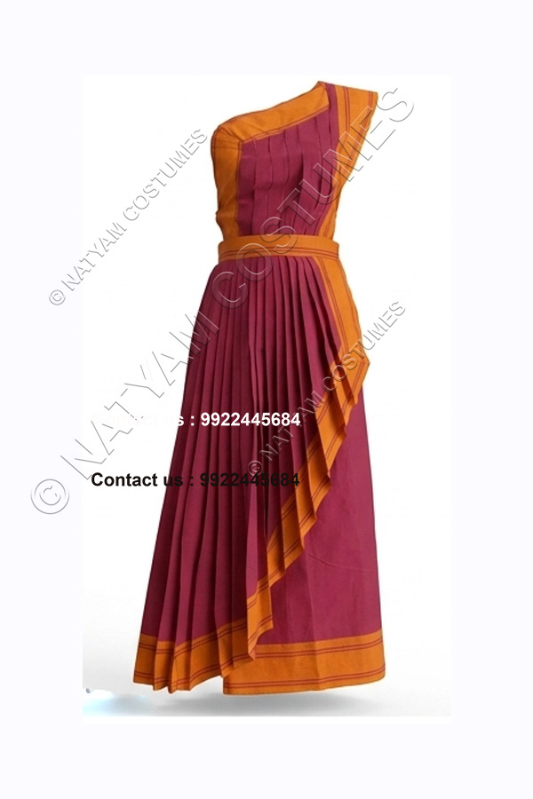 pre stitched practice saree model3 magenta with orange boarder