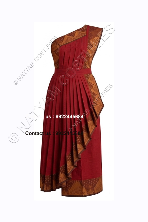 pre stitched practice saree model3 maroon with orange boarder