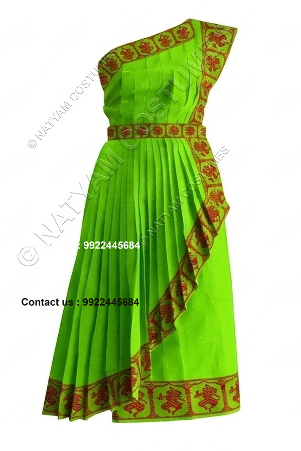 pre stitched practice saree model3 parrot green with red boarder