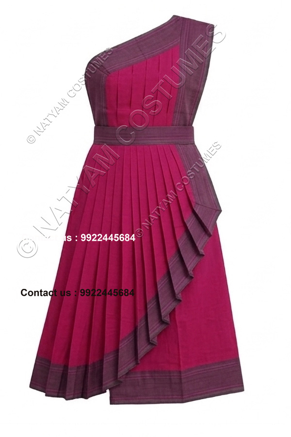 pre stitched practice saree model3 pink with grey boarder