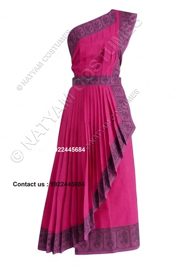 pre stitched practice saree model3 pink with purple boarder