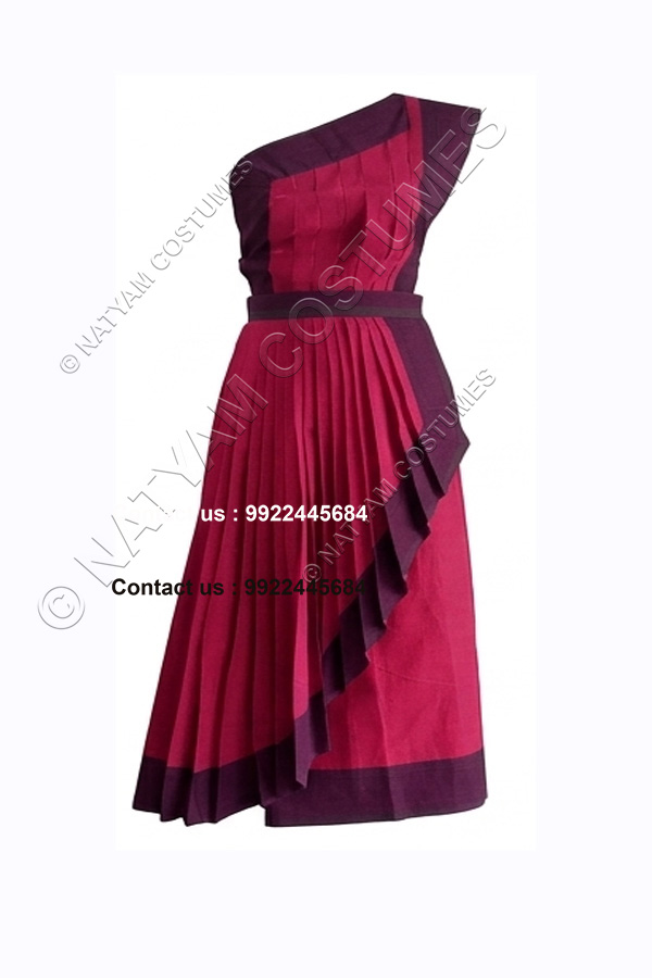 pre stitched practice saree model3 pink with purple boarder