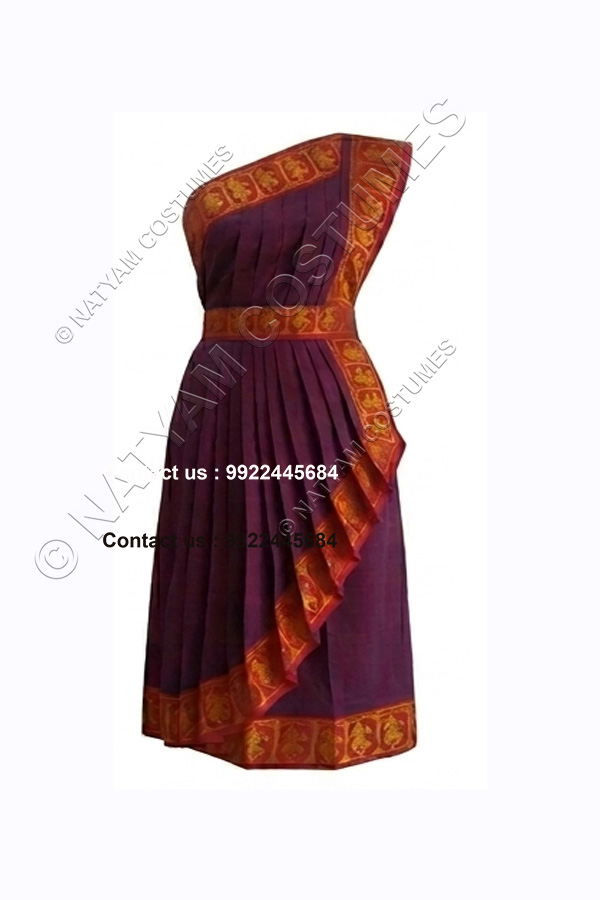 pre stitched practice saree model3 purple with red boarder