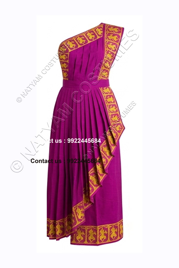 pre stitched practice saree model3 purple with yellow boarder