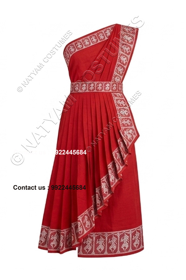 pre stitched practice saree model3 red with white boarder