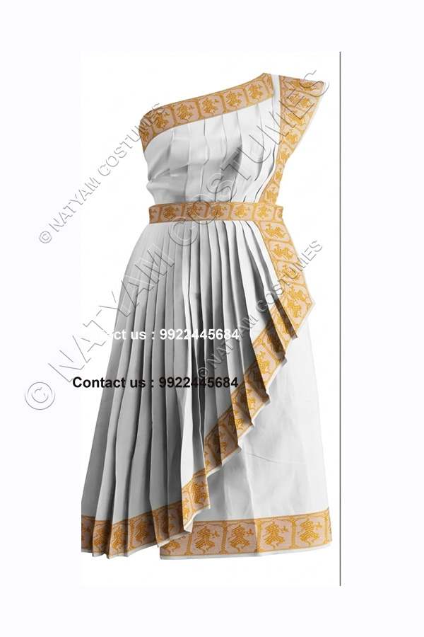 pre stitched practice saree model3 white with gold boarder