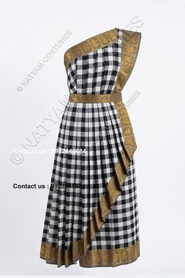 readymade practice saree black and white checked