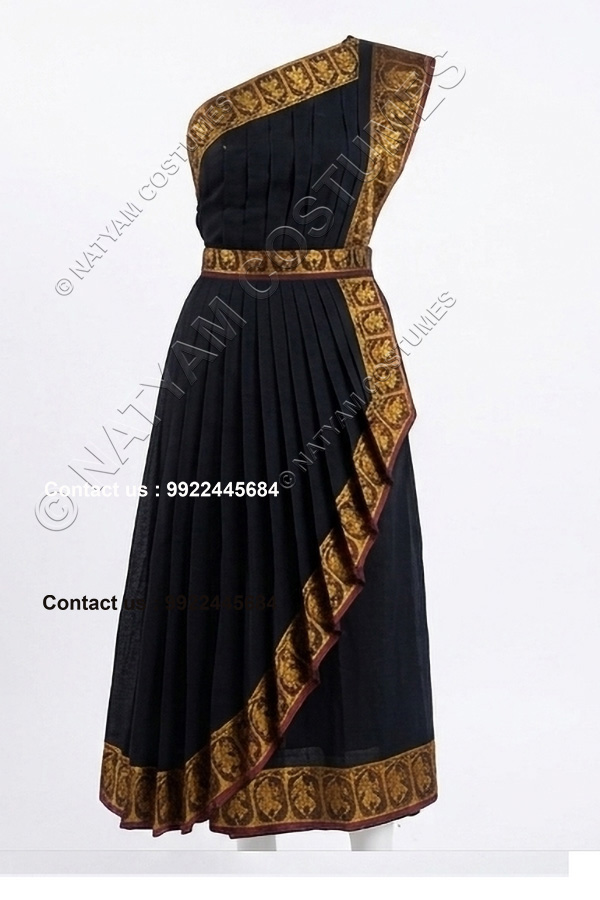 readymade practice saree black with yellow boarder