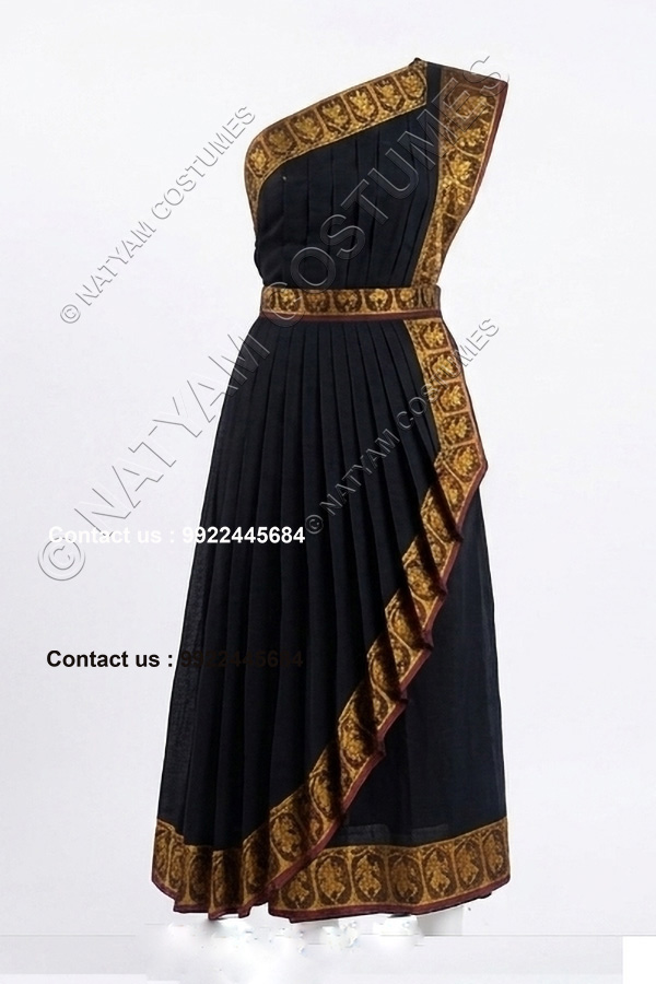 readymade practice saree black with yellow boarder