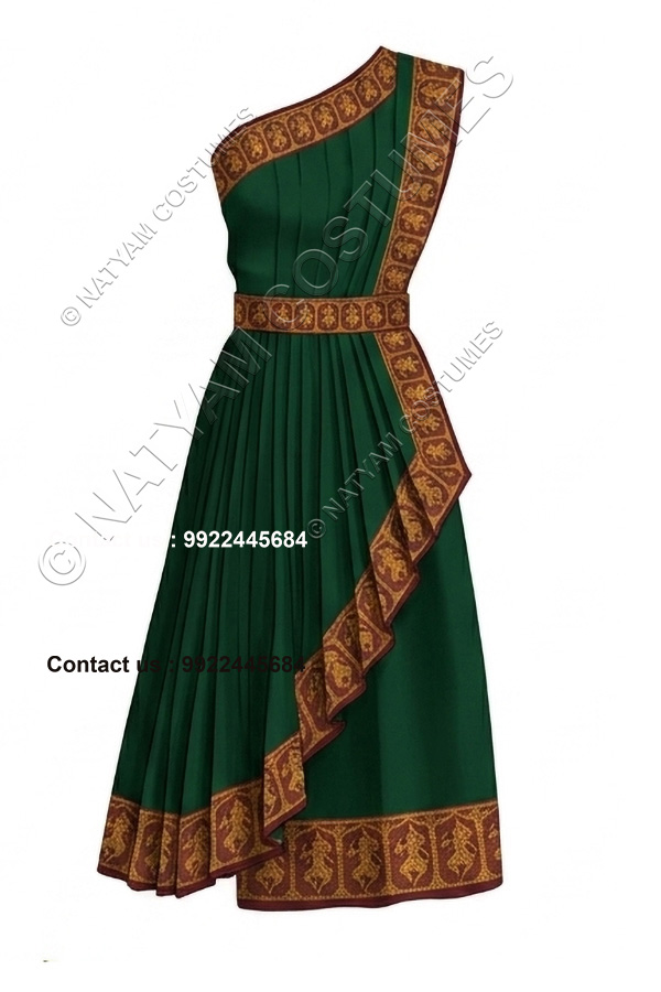 readymade practice saree bright dark green with red doll boarder