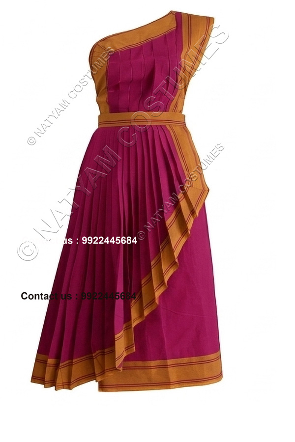 readymade practice saree cherry with mustard boarder