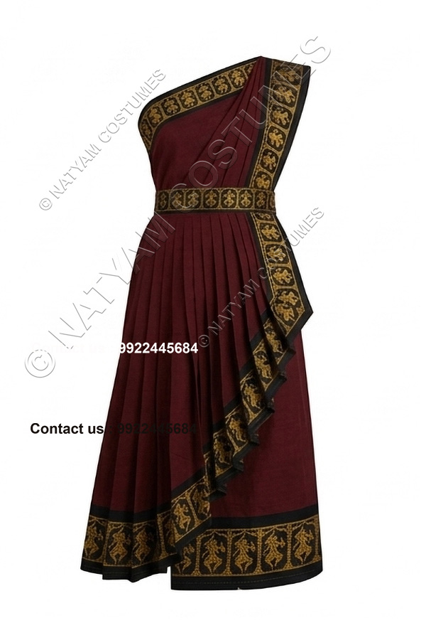 readymade practice saree dark maroon with yellow doll boarder