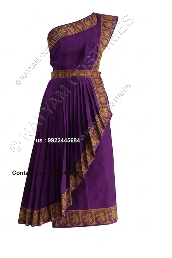 readymade practice saree dark violet with yellow doll boarder
