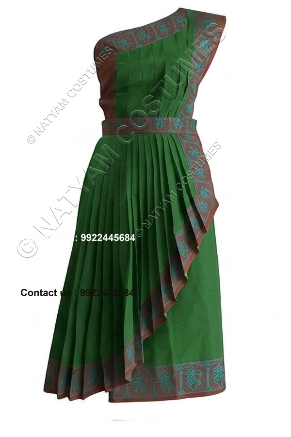 readymade practice saree green with blue doll boarder