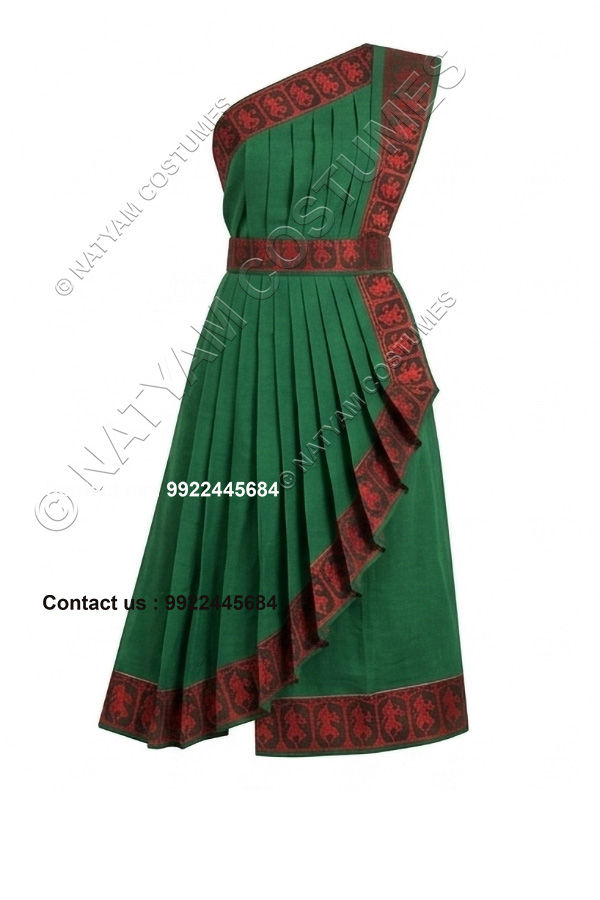 readymade practice saree green with red doll boarder