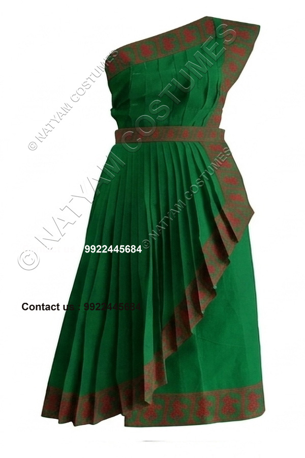 readymade practice saree green with red boarder