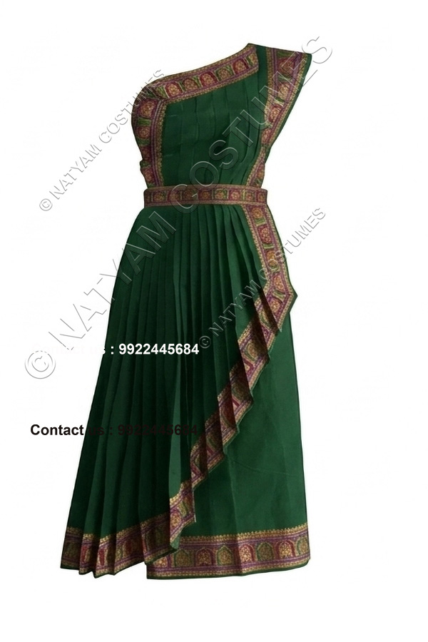 readymade practice saree green with check boarder